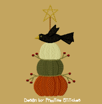 Stacked Pumpkins with Crow